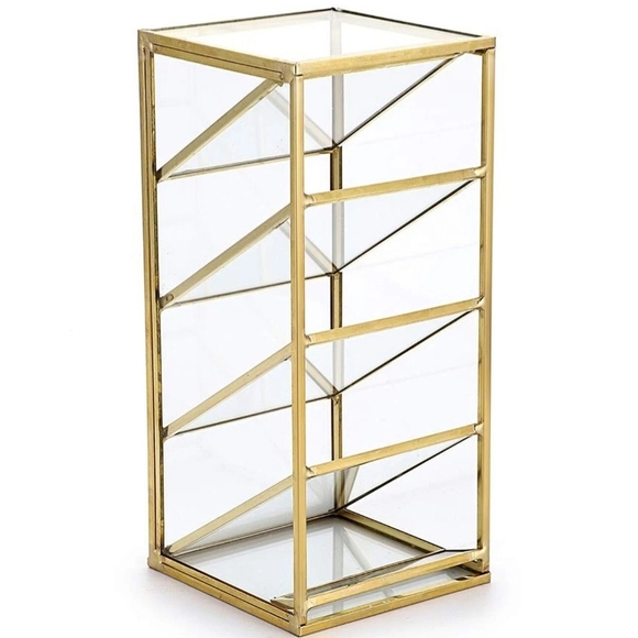 hipiwe Other - Hipiwe Vintage Gold Metal Desk Organizer - Glass Make up Brushes lipstick Hol...